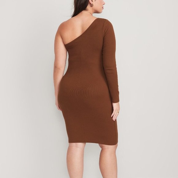 Old Navy Fitted One-Shoulder Rib-Knit Mini Dress for Women - Picture 2 of 5